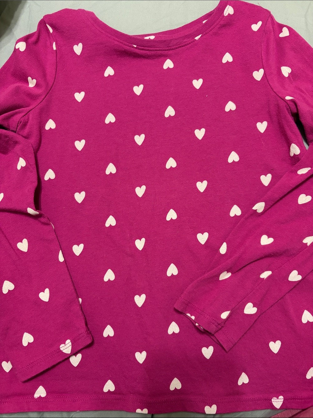 5 for $25! jumping beans Fuchsia Long-Sleeve Tee with White Heart Print
